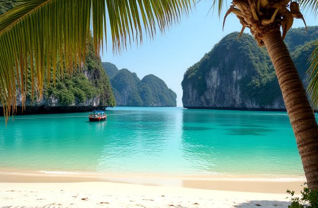 タイの美しいビーチ - ターコイズブルーの海と白い砂浜、熱帯の楽園。